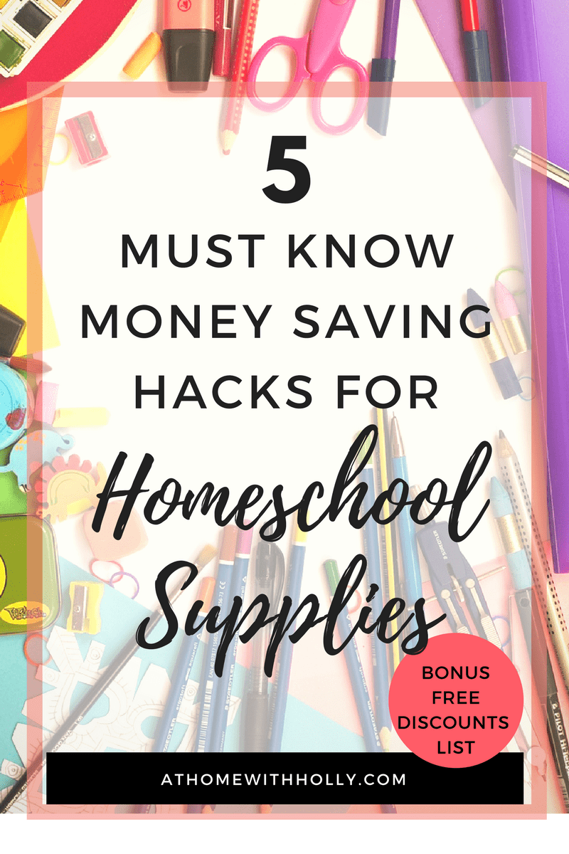 5 Must Know Hacks for Buying Homeschool Supplies. These money saving hacks for back to school shopping are great. I didn't even think about the last one and that is a GREAT idea! The organization ideas and the shopping tips are great, I am kind of looking forward to this year without feeling as overwhelmed as I thought I would my first year of homeschooling. Homeschool School Supplies, prepare to be organized!! 