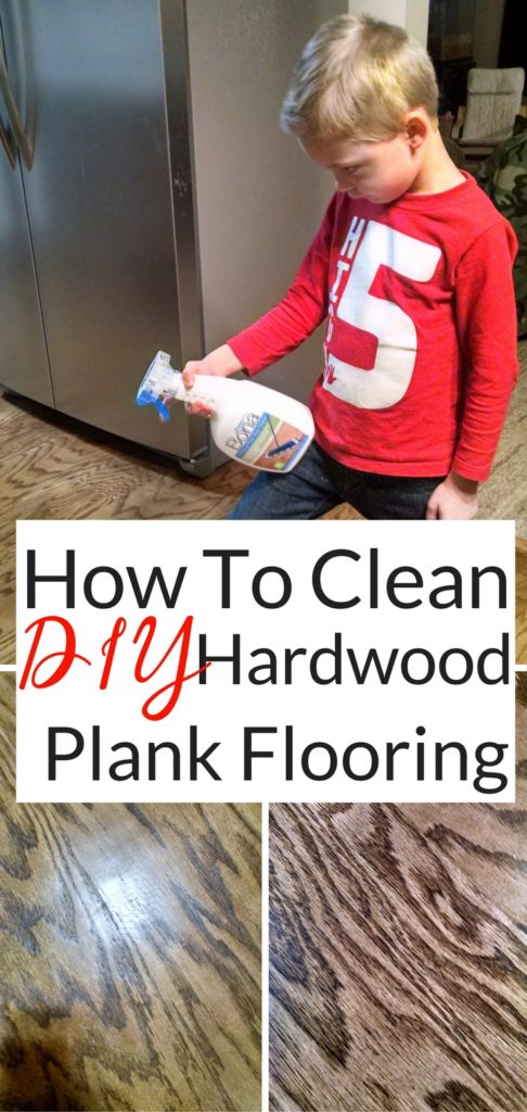Cleaning DIY Wide Plank Hardwood Floors In the Kitchen. Cleaning hardwood floors requires special care. I wouldn't use just any project on the DIY Wide Plank hardwood we just installed in our Kitchen. I wouldn't want to ruin the dark distressed look we carefully created. Cleaning hardwood floors is easy with this! 